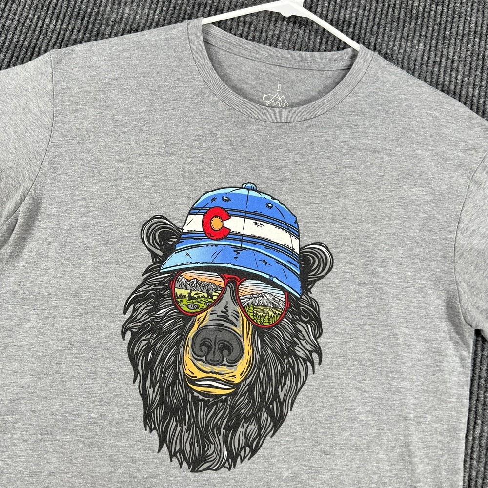 Steamboat Springs Colorado Bear Shirt Mens Medium Gray Short Sleeve Wild Tribute